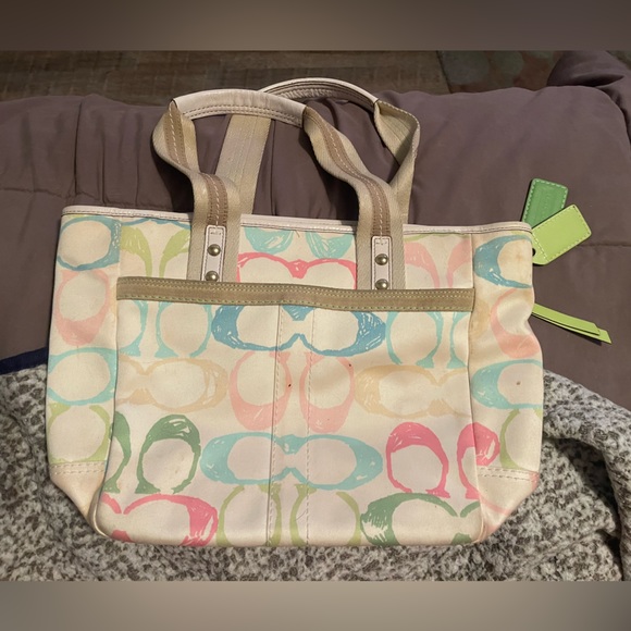 Coach Hampton Pastel Signature Scribble Bag Tote M05K 247 Moderate Wear - Picture 4 of 4
